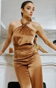 NWT Silk Maison Cross Halter Silk Jumpsuit